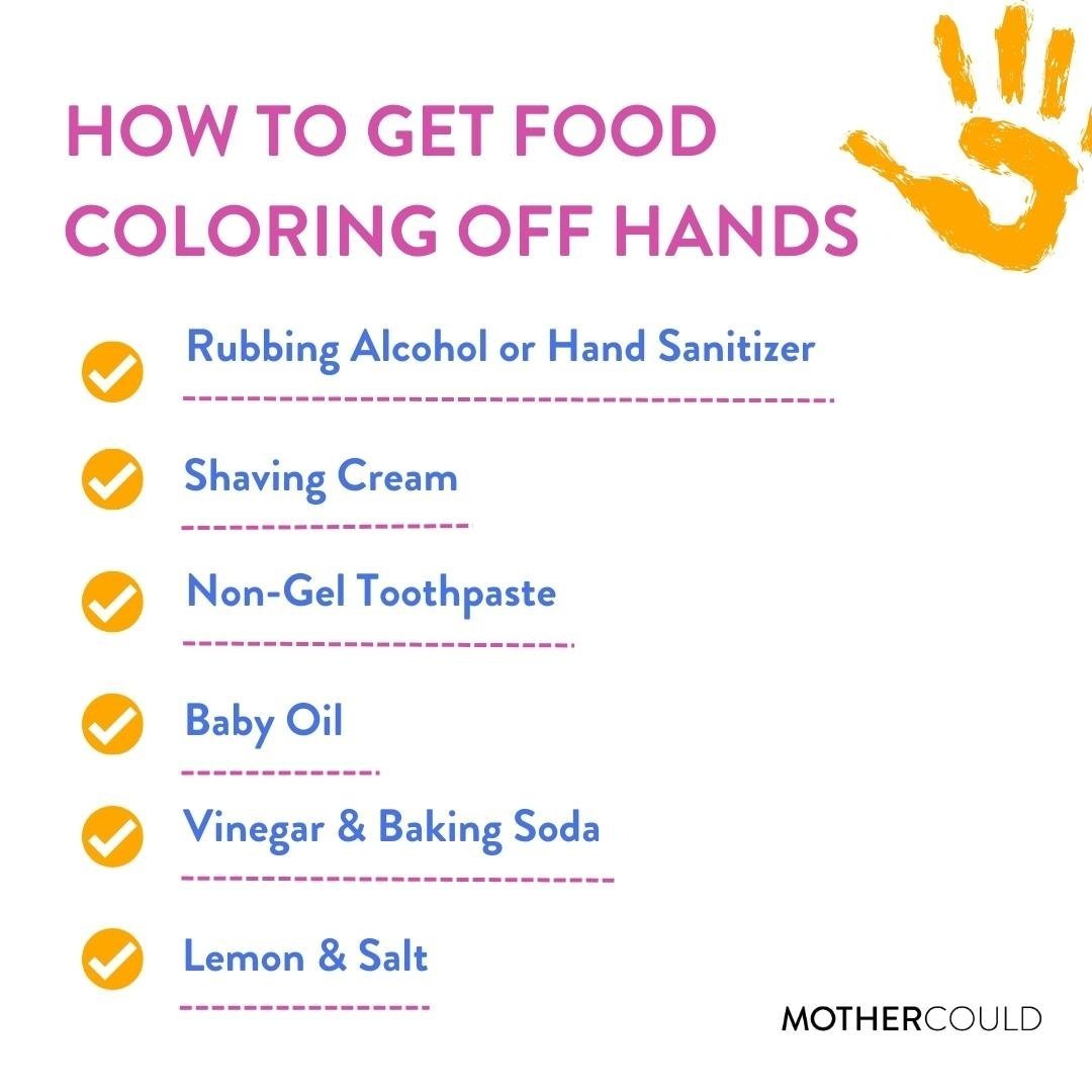 Remove food coloring from hands