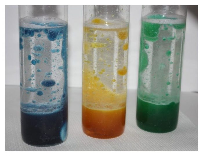 Water oil food coloring alka seltzer experiment