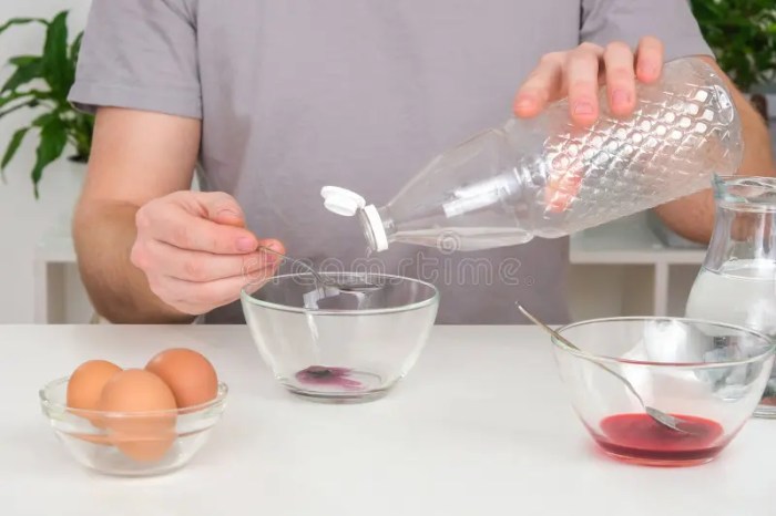 Coloring eggs with food coloring and vinegar