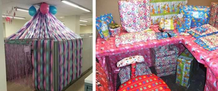 Office cubicle birthday decoration ideas