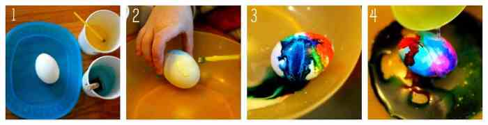 Coloring eggs with food coloring and vinegar