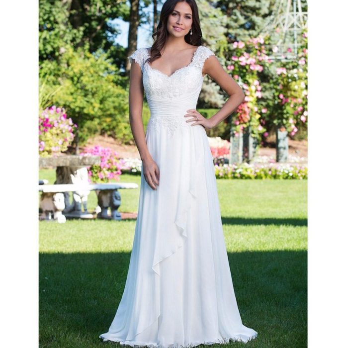 White wedding dress with navy blue