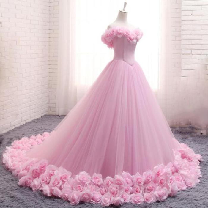 Wedding dresses with pink accents