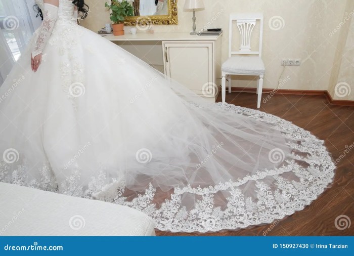 Fitted wedding dress with train