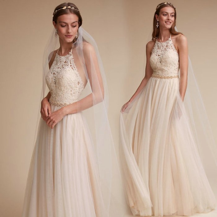 Halter ball gown wedding dress