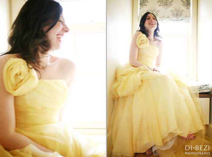 Yellow wedding dress for bride